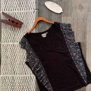 Anthro Vanessa Virginia Indak Floral Ruffle Tee